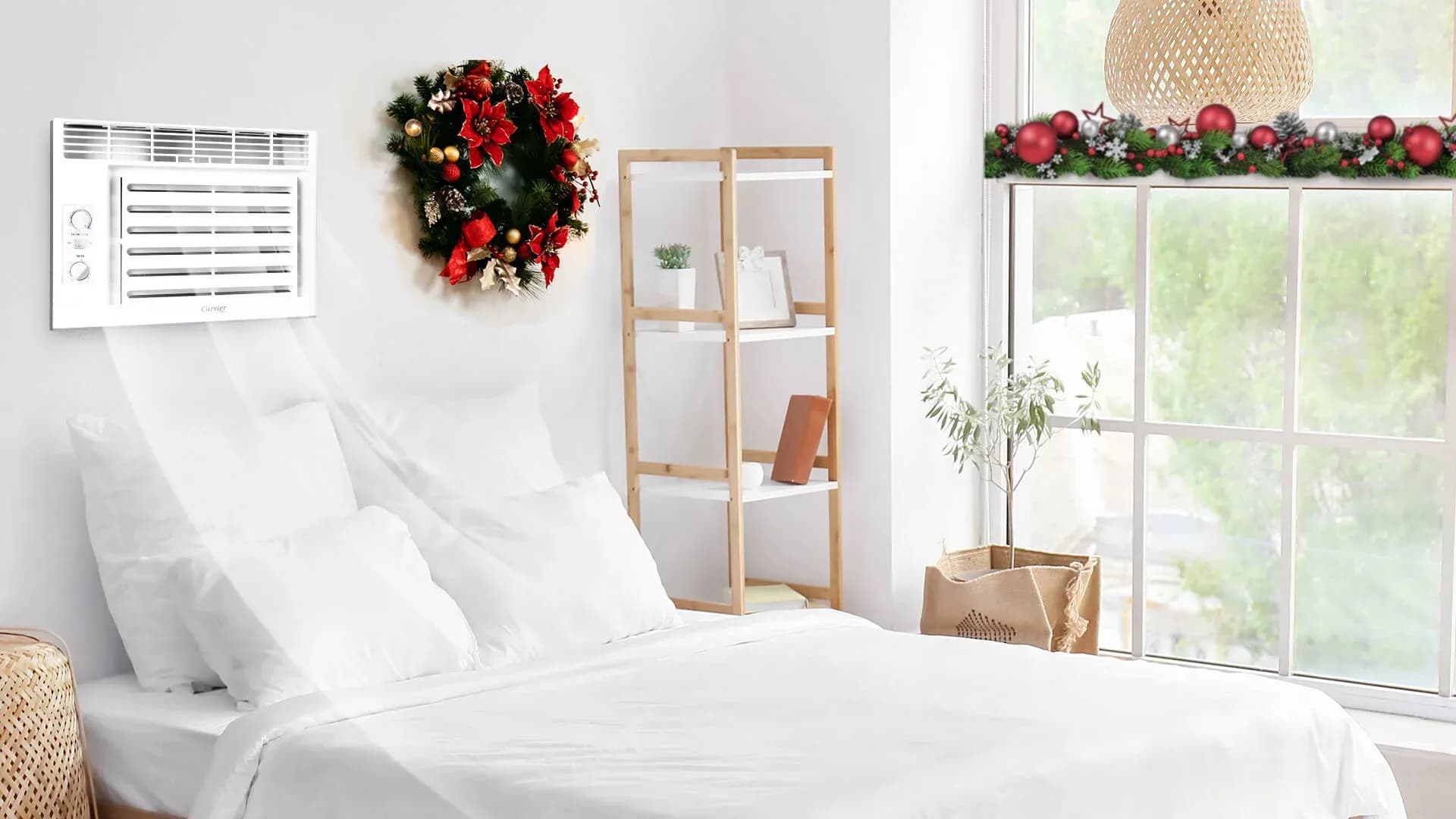 A Carrier Optima aircon quickly cooling a bedroom with Turbo Mode and providing clean air with its tri filtration system