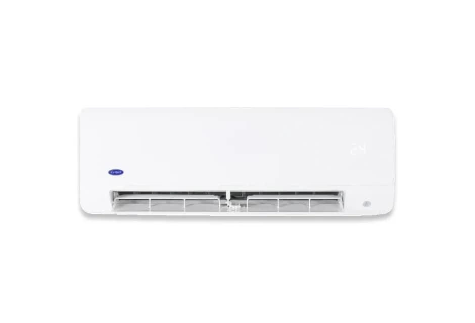 Carrier Aura 1 hp to 2.5 hp air conditioner and remote with adjustable wind direction and quiet operation