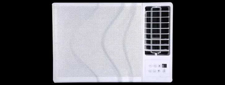 Front view of the Carrier Aura window type aircon with side discharge and modern design that blends well in any home