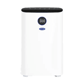 Front view of Carrier Floor Standing UV Air Purifier with a 3 stage filtration system that deep cleans your air space