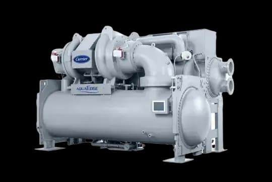 Carrier AquaEdge 19DV chiller featuring durable ceramic bearings designed for heavy duty industrial grade cooling applications