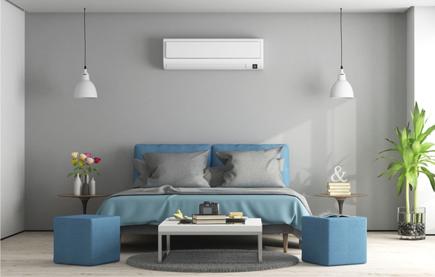 A sleek and stylish Carrier split type aircon with quiet cooling in a bedroom 